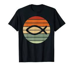 Ichthys Christus-Fisch-Symbol Retro Sonnenuntergang Kunst katholisch Teens T-Shirt von Happy Catholics