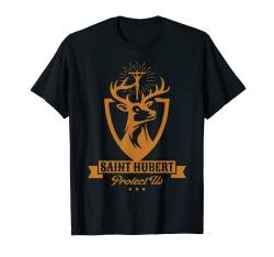 St Hubert Hubertus Schutzpatron der Jäger Katholische T-Shirt von Happy Catholics