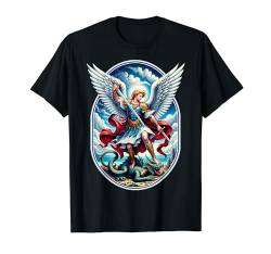 St. Michael der Erzengel katholischer Engelskrieger T-Shirt von Happy Catholics