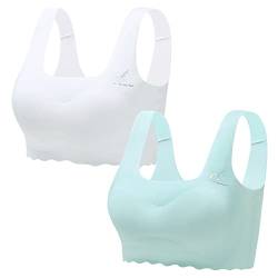 Happy Cherry 2er Pack Mädchen Bustier Ohne Bügel Sport BH EIS Seide Breiter Träger BH Weich Stretch Gepolstert Bralette Ultra Leicht Zero Feel Bustier von Happy Cherry