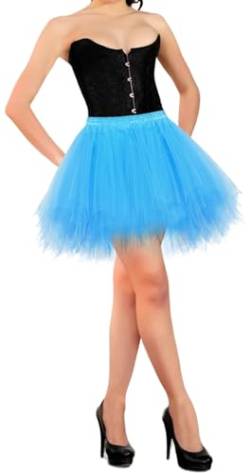 Happy Cherry Atmungsaktive One Size Puffy Weihnachten Kostüm Outfit Petticoat Teen Mädchen Leichte Spitze Erwachsene Damen Ballett Tanz Tee Party Tutu Rock Blau von Happy Cherry