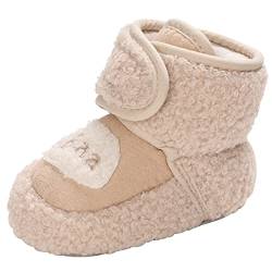 Happy Cherry Baby Fleeceschuhe Winter Stiefel Mädchen Jungen Lauflernschuhe Weicher Sohle Hausschuhe 13cm 12-18 Monate - Beige von Happy Cherry