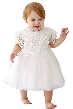 Happy Cherry Baby Mädchen Prinzessinenkleid Blumenmädchen Hohlbauweise Spitze Weich Besondere Anlässe Taufkleider Weiß 6-12 Monate von Happy Cherry