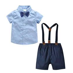 Happy Cherry - Baby Taufanzug Jungen Kinderanzug Kurzarm Sommer für Hochzeit Party Zeremonie Formal Kleidung Gentihombre für Kleinkinder 12-18 Monate - Dunkelblau von Happy Cherry