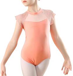 Happy Cherry Ballett Trikot Mädchen Ballettanzug Kinder Kurzarm Tanzbody Baumwolle Ballettkleidung Teenager Ballettbody Turnanzug Gymnastikanzug Orange 3-4 Jahre von Happy Cherry