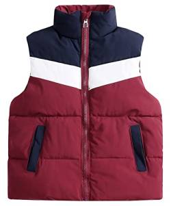 Happy Cherry Daunenweste Kinder Verdickte Winterweste Jungen Mädchen Ärmellose Jacke Winddicht Softshell Weste Herstller 130/ DE-Größe 122-128-Weinrot von Happy Cherry