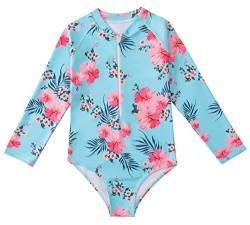 Happy Cherry Einteiler Schwimmanzug für Mädchen Anti-UV Langarm Badeanzug mit Reißverschluss Kleinkind Stoffdruck Sonnencreme Badebekleidung 130 von Happy Cherry