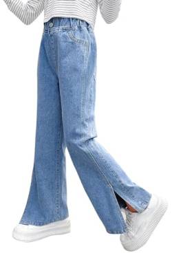 Happy Cherry Jeans Mädchen Ripped Wide Leg Hose Cargo Vintage Löcher Blau Denim 13-15Jahre von Happy Cherry