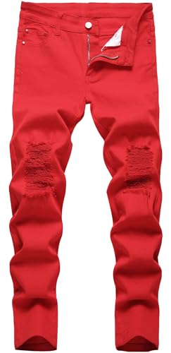 Happy Cherry Jungen Jeanshosen Dehnbar Skinny Fit Jeans Hose Kinder Denim Hose Casual Retro Zerrissen Jeans für Teens Alter 7-8 Jahre von Happy Cherry