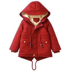 Happy Cherry Kapuze Jacke Mantel Herbst Wintermantel Outerwear Winter Daunenjacke Mädchen Übergangsjacke Kapuze Windjacke Kapuzenmantel Kapuzenjacke-140(Alter 9-10)-Rot von Happy Cherry