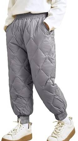 Happy Cherry Kinder Daunenhose Jungen Mädchen Winter Thermohose Winddicht Dick Schneehose Unisex Leichtgewicht Warme Stepphose Daunen Pufferhose 7-8 Jahre von Happy Cherry