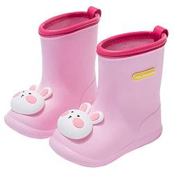 Happy Cherry- Kleinkind Kinder Gummistiefel Leichte Mädchen Jungen Wasserdichte Schuhe EVA Gummi Regenstiefel Anti-Schlamm Unisex Regenschuhe für Kinder mit Warmem Futter - Blau von Happy Cherry