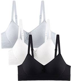 Happy Cherry Mädchen BH Bügellos Sport Bralette mit Verstellbarer Schultergurt Teenager Unterwäsche 3 Stück-C-70AB von Happy Cherry