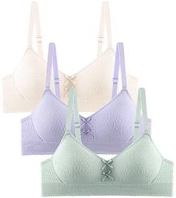 Happy Cherry Mädchen BH Bügellos Sport Bralette mit Verstellbarer Schultergurt Teenager Unterwäsche 3 Stück-D-75AB von Happy Cherry