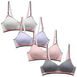 Happy Cherry Mädchen BH aus Baumwolle Sport BH Bügellos Bralette Sportunterwäsche mit Verstellbarer Schultergurt 4 Stück-A-Größe XL/85AB von Happy Cherry