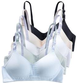 Happy Cherry Mädchen BH ohne Bügel Teenager Sport Bralette Dünn Gepolsterte Unterwäsche 36/80AB-5 Stück-D von Happy Cherry