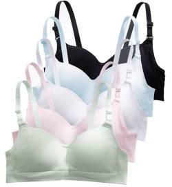 Happy Cherry Mädchen BH ohne Bügel Teenager Sport Bralette Dünn Gepolsterte Unterwäsche 36/80AB-5 Stück-E von Happy Cherry