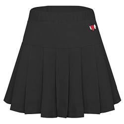 Happy Cherry Mädchen Faltenrock Schule Uniform Rock Süßer Plissee Röcke Sportskort Rock mit Innenhose Hersteller 110/DE Größe 98-104-Schwarz von Happy Cherry