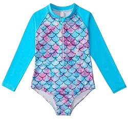 Happy Cherry Mädchen Langarm Badeanzug Kinder Einteiliger Meerjungfrau Schwimmanzug Bedruckte Hawaii Badebekleidung UV-Schutz Surfanzug 140 von Happy Cherry