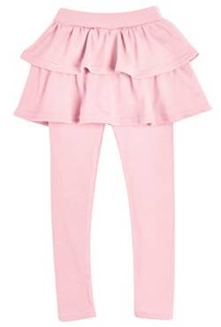 Happy Cherry Mädchen Leggings mit Rock Einteiler Ruffle Hosenrock Kinder Lange Hosen Tanzen Tennis Rock Hersteller 140/DE Größe 128-134 - Rosa von Happy Cherry