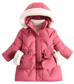 Happy Cherry Mädchen Winterjacke Kinder Kapuze Steppjacke Wintermantel Outwear Mäntel mit Reißverschluss 140/DE Größe 134-140 von Happy Cherry