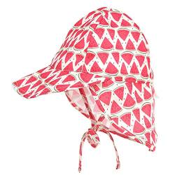 Happy Cherry - Schirmmütze mit Nackenschutz Mütze für Kinder Junge Mädchen Unisex Bindebändern Sonnenschutz UV Schutz Baby Cap Atmungsaktiv Schnelltrocknend - Rosa - 3-18 Monate von Happy Cherry