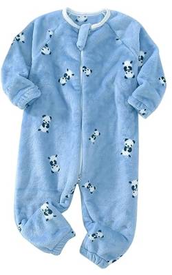 Happy Cherry Schlafanzug Kinder Winter Schlafsack mit Füße und Langarm Jungen Mädchen Pyjama Overall Onesie Schlafstrampler Warme Größe 120 von Happy Cherry