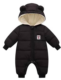 Happy Cherry - Schneeanzug Baby Winter Overall mit Kapuze Junge Mädchen Strampler Warmer Dicker Spielanzug Kinder Schneenanzüge Lange Ärmel Kleinkind Wintermantel - 12-18 Monate von Happy Cherry