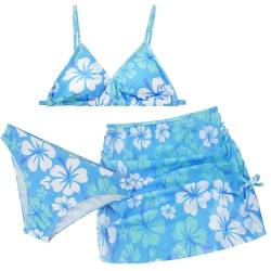 Happy Cherry Teen Badeanzüge Mädchen Bikini Set Kinder Bademode 3 Stück Floral Bedruckt Badeanzug mit Cover Up Rock Niedlich Schnell Trocknen Schwimmen Kostüm 12-13 Jahre von Happy Cherry