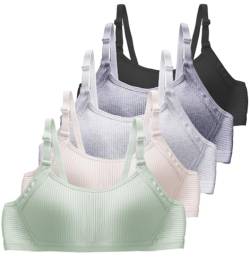 Happy Cherry Teenager Mädchen BH Nahtlose Sport Training Bra Bügellos Bralette mit Verstellbare Träger 36/80AB-5 Stück-G von Happy Cherry