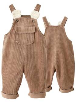 Happy Cherry Unisex Baby Latzhose Kordsamt Verstellbare Ärmellose Strampler Overall Kleinkind Mädchen Jungen Cord Latzhose für Frühling Herbst 100 von Happy Cherry