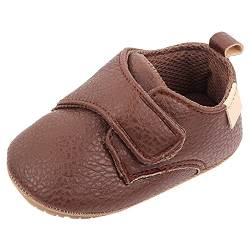 Happy Cherry Unisex Babyschuhe Leder Lauflernschuhe Krabbelschuhe mit Klettverschluss Anti-Rutsch Hausschuhe Braun 1-6-12 Monate von Happy Cherry