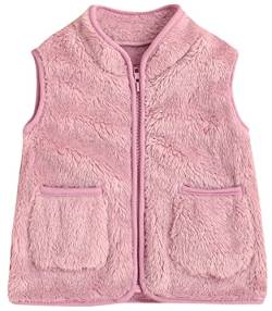 Happy Cherry Winterweste aus Fleece Jungen Mädchen Warme Weste mit Teddy-Plüsch Gefüttert Ärmellose Jacke Herstller 100/ DE-Größe 98-104-B-Rosa von Happy Cherry