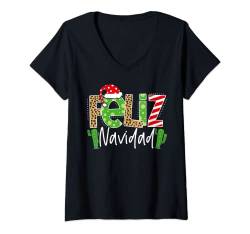 Damen Feliz Navidad Cactus Spanish Christmas Schlafanzug T-Shirt mit V-Ausschnitt von Happy Christmas Xmas Apparel
