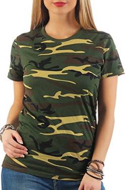 Happy Clothing Damen Camouflage T-Shirt Army Armee Bundeswehr Tarnfarben Grün, Größe:XL, Farbe:Camouflage von Happy Clothing