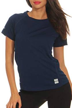 Happy Clothing Damen Sport T-Shirt Kurzarm Trikot Sommer Funktionsshirt Fitness Top, Größe:M, Farbe:Dunkelblau von Happy Clothing