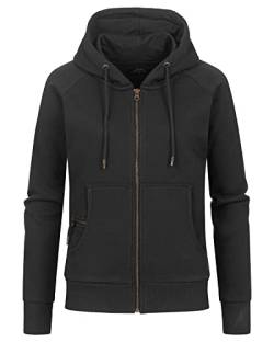 Happy Clothing Damen Sweatjacke mit Kapuze Zip Hoodie Kapuzenjacke Basic Einfarbig S M L, Größe:S, Farbe:Schwarz von Happy Clothing