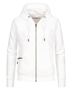 Happy Clothing Damen Sweatjacke mit Kapuze Zip Hoodie Kapuzenjacke Basic Einfarbig S M L, Größe:XS, Farbe:Weiß, HC-033D von Happy Clothing