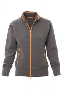 Happy Clothing Damen Sweatjacke mit Reißverschluss und Kragen ohne Kapuze im sportlichen Design, Elegante Jacke aus Baumwolle für Sport und Freizeit, Größe:L, Farbe:Anthrazit von Happy Clothing