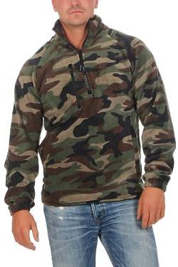 Happy Clothing Herren Camouflage Fleece Pullover halber Reißverschluss Tarnfarbe, Größe:XXL, Farbe:Camouflage von Happy Clothing