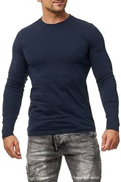 Happy Clothing Herren Langarmshirt Longsleeve T-Shirt Rundhals Top S M L XL 2XL 3XL, Größe:4XL, Farbe:Dunkelblau von Happy Clothing