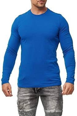 Happy Clothing Herren Langarmshirt Longsleeve T-Shirt Rundhals Top S M L XL 2XL 3XL, Größe:L, Farbe:Blau von Happy Clothing