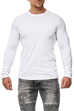 Happy Clothing Herren Langarmshirt Longsleeve T-Shirt Rundhals Top S M L XL 2XL 3XL, Größe:M, Farbe:Weiß von Happy Clothing