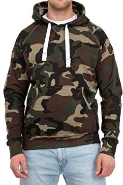 Happy Clothing Herren Pullover Camouflage Hoodie Grün Kapuzenpullover Pulli mit Kapuze, Größe:3XL, Farbe:Grün von Happy Clothing