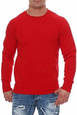 Happy Clothing Herren Pullover Sweatshirt Langarm Pulli ohne Kapuze S M L XL 2XL 3XL, Größe:XL, Farbe:Rot von Happy Clothing