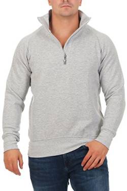 Happy Clothing Herren Pullover halber Reißverschluss ohne Kapuze, Größe:3XL, Farbe:Grau meliert von Happy Clothing