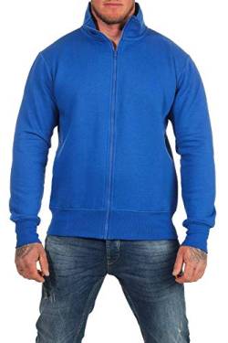 Happy Clothing Herren Sweatjacke ohne Kapuze Zip-Jacke Reißverschluss mit Kragen, Größe:3XL, Farbe:Blau von Happy Clothing