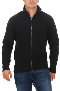 Happy Clothing Herren Sweatjacke ohne Kapuze Zip-Jacke Reißverschluss mit Kragen, Größe:3XL, Farbe:Schwarz von Happy Clothing