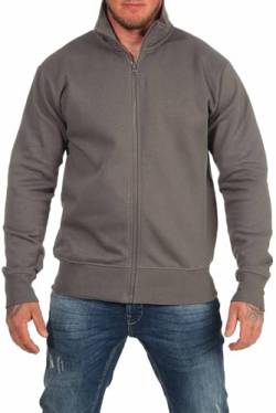 Happy Clothing Herren Sweatjacke ohne Kapuze Zip-Jacke Reißverschluss mit Kragen, Größe:4XL, Farbe:Anthrazit von Happy Clothing