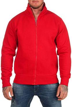 Happy Clothing Herren Sweatjacke ohne Kapuze Zip-Jacke Reißverschluss mit Kragen, Größe:L, Farbe:Rot von Happy Clothing